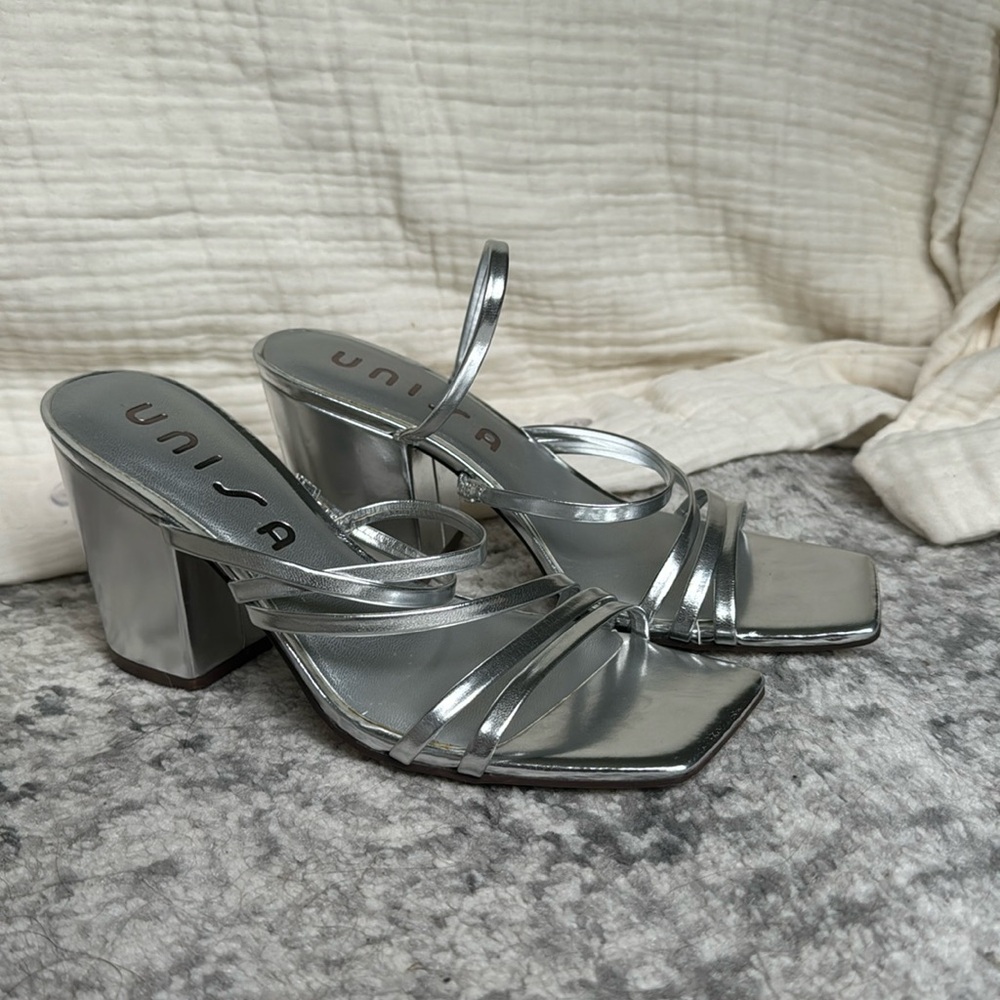 Silver chunky heels